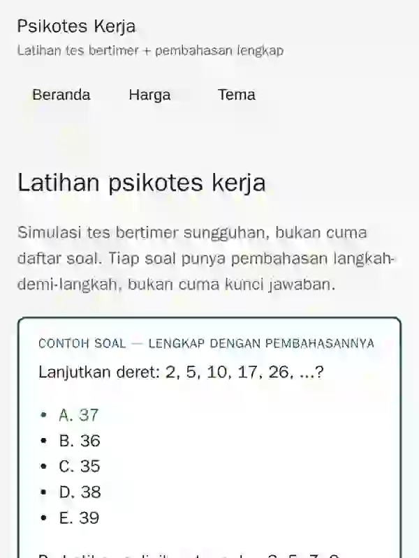 Tangkapan layar Psikotes Kerja
